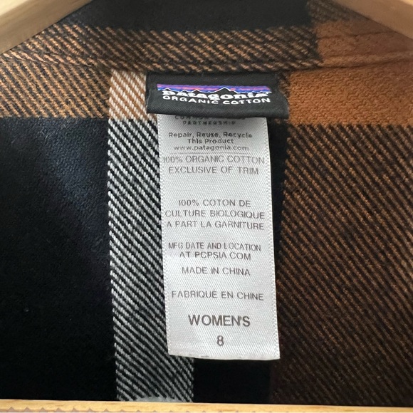 Patagonia 100% Organic Cotton Plaid Flannel Long Sleeve Womens Size 8 1003 - Picture 4 of 7